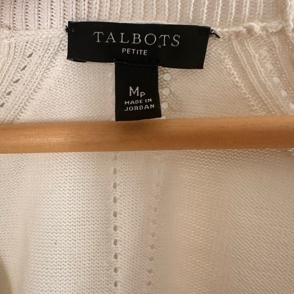 Talbot’s women’s white (with black stripes) button down cardigan, size M petite - Picture 3 of 5